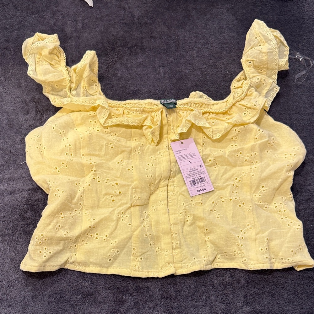 Target Yellow Eyelet Ruffle Blouse